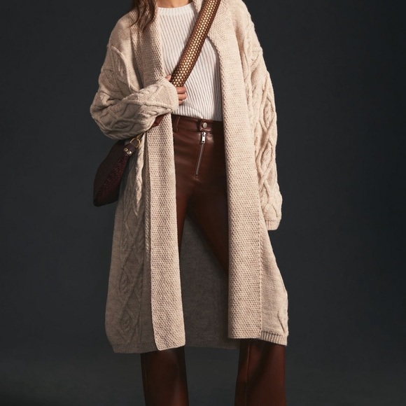 Anthropologie Sweaters - Anthropologie Beige Cable Knit Cardigan